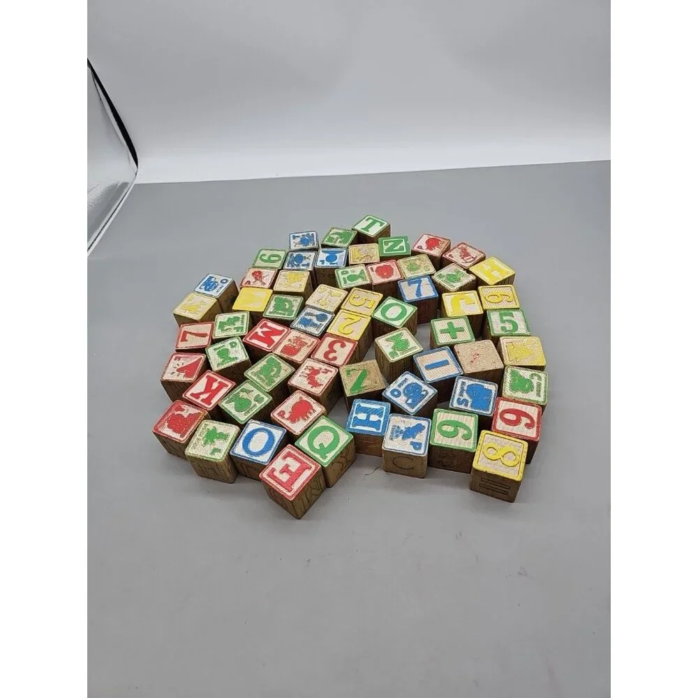Wooden Alphabet And Numbers Blocks For Kids 61 Blocks Total -‎ 1  1/4